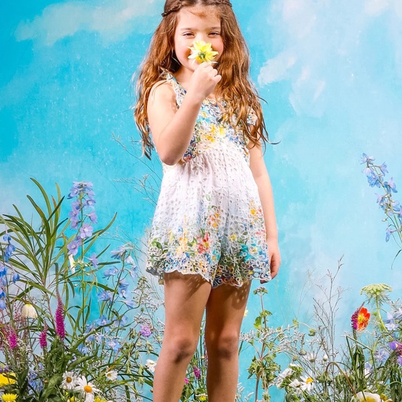 Marlo Girls Floral Embroidered Romper - Picture 4 of 4